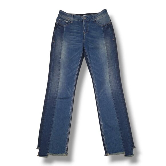 Pilcro and the Letterpress Parallel Jeans Womens 28 Patchwork Fray Hem Anthropol - Picture 1 of 9